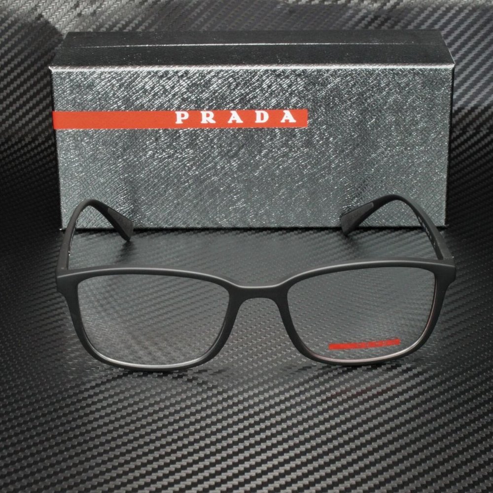 Prada 55mm Black Rubber Eyeglasses - Picture 2 of 4